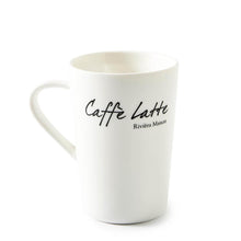Lade das Bild in den Galerie-Viewer, Weisse Tasse mit schwarzer Aufschrift Caffe Latte
