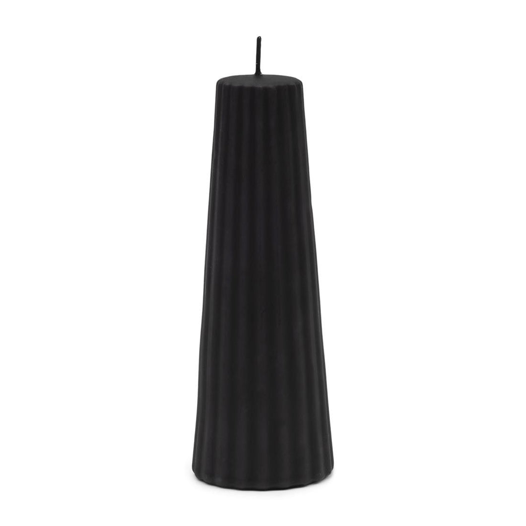 Cone Ridged Candle black 7x20 - Kerze